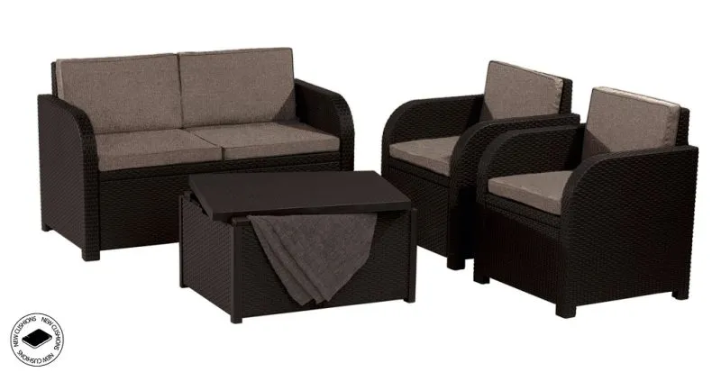 MODENA MŰRATTAN KERTI BÚTOR SZETT TÁROLÓS ASZTALLAL