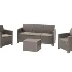 ELODIE MŰRATTAN KERTI BÚTOR SZETT 3 ÜLÉSES KANAPÉVAL PÁRNATARTÓS ASZTALLAL