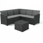 ELODIE 5 SZEMÉLYES MŰRATTAN KERTI SAROKGARNITÚRA PÁRNATARTÓS ASZTALLAL