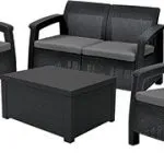 CORFU BOX MŰRATTAN KERTI BÚTOR SZETT TÁROLÓ ASZTALLAL