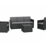 CLAIRE 5 SZEMÉLYES MŰRATTAN KERTI BÚTOR SZETT PÁRNATARTÓS ASZTALLAL