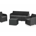 ROSALIE 5 SZEMÉLYES MŰRATTAN KERTI BÚTOR SZETT PÁRNATARTÓS ASZTALLAL