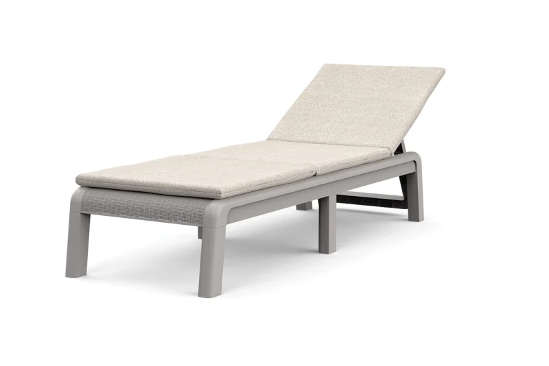 ATLAS MŰANYAG KERTI NAPOZÓÁGY(párnával) - Lágy bézs & kavicsszürke / bézs